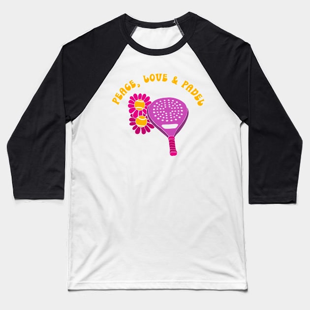 Peace, Love & Padel Baseball T-Shirt by Alissa Carin